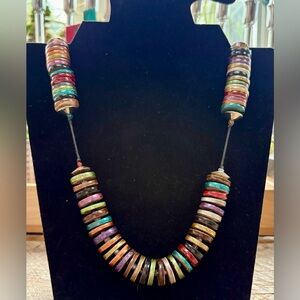 Multicolor Wood Beaded Necklace